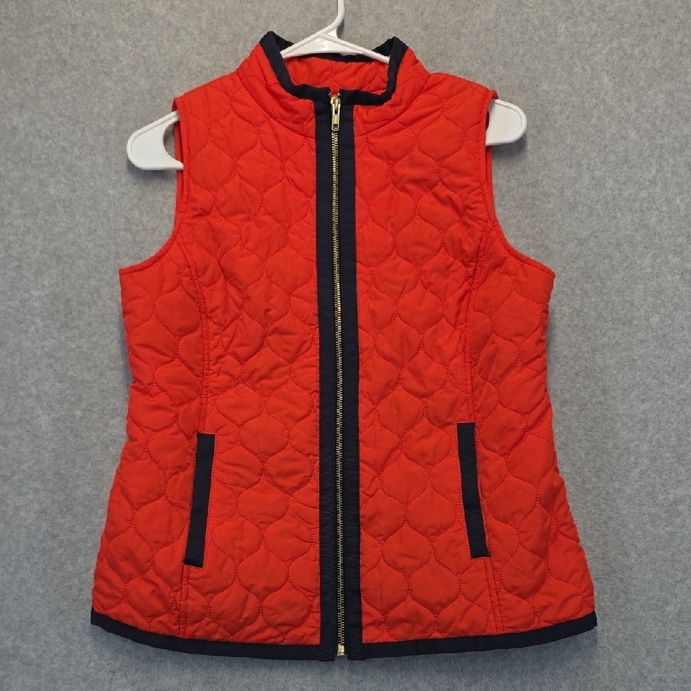 Crown & Ivy Orange Quilted Puffer Vest Small Zip Front